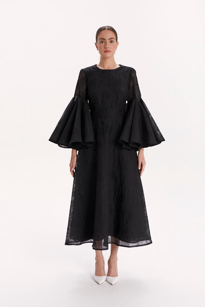 DRESS WITH FLARED SLEEVES