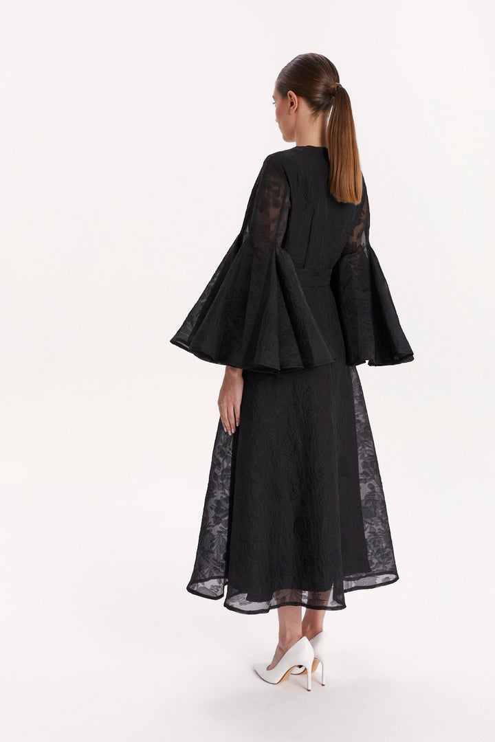 DRESS WITH FLARED SLEEVES