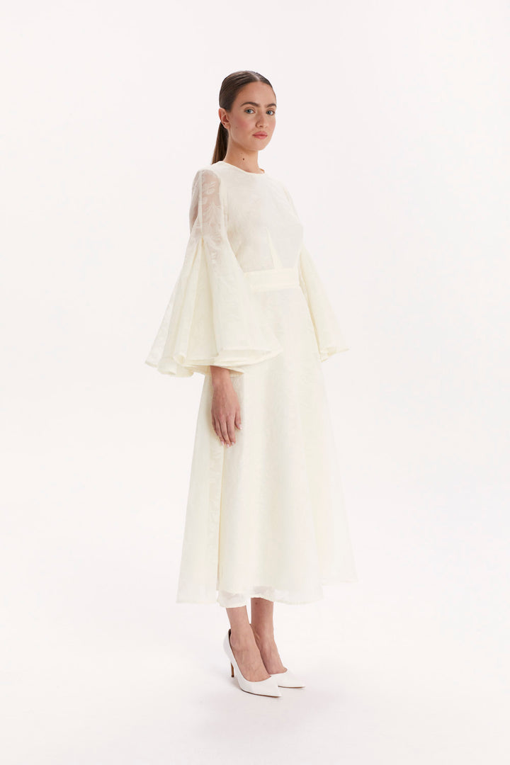 DRESS WITH FLARED SLEEVES