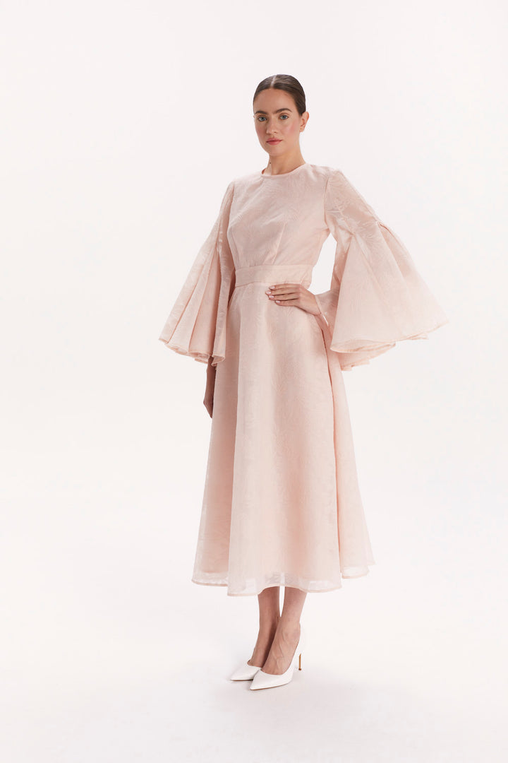 DRESS WITH FLARED SLEEVES
