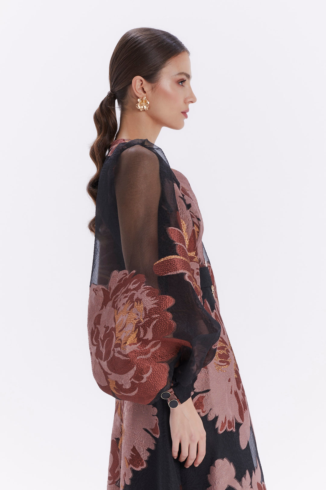 PATTERNED MIDI DRESS WITH SEPARATE BELT