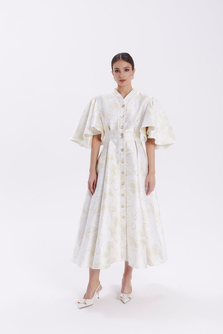 JACQUARD DRESS WITH BUTTONS