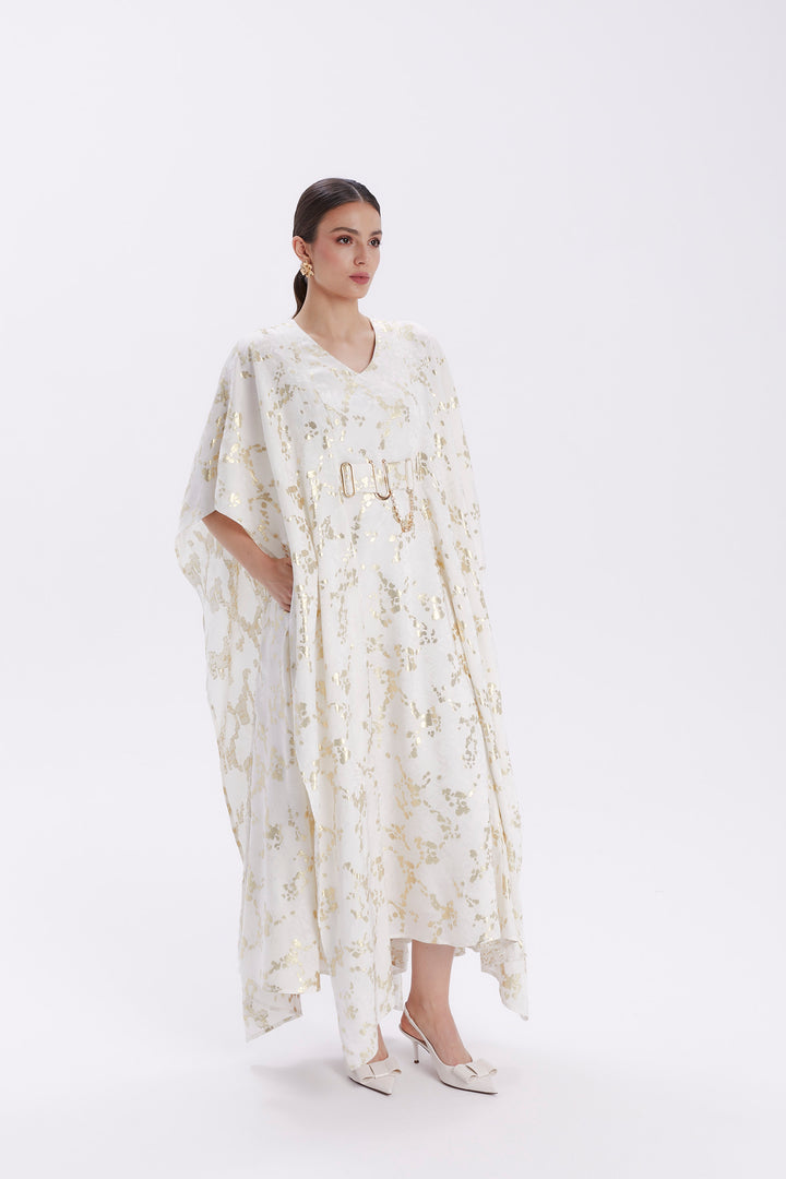 DRESS WITH METALLIC THREAD