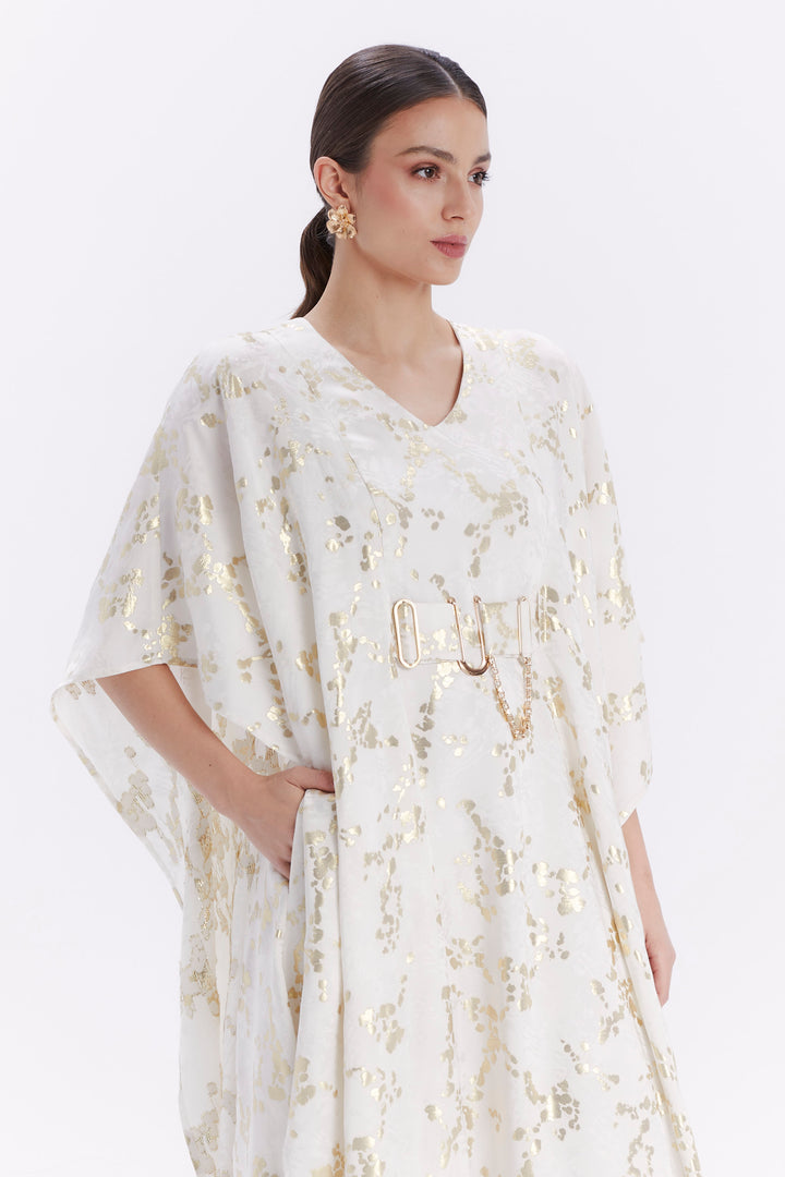 DRESS WITH METALLIC THREAD