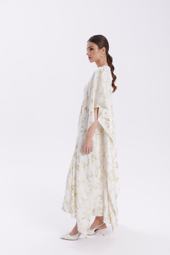 DRESS WITH METALLIC THREAD