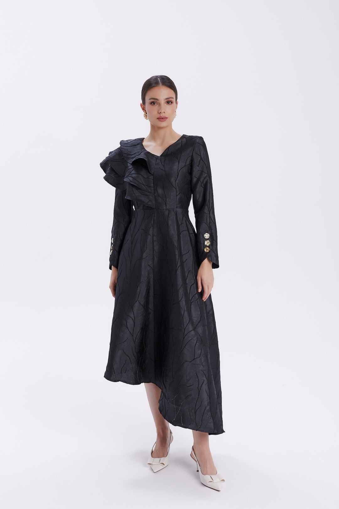 ASYMMETRICAL DRESS WITH LONG SLEEVES