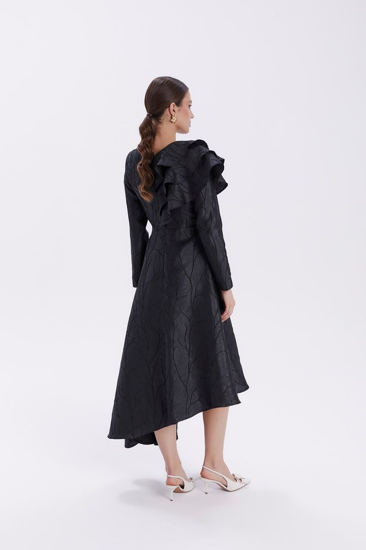 ASYMMETRICAL DRESS WITH LONG SLEEVES