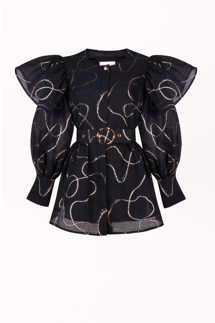 LONG BLOUSE WITH LONG SLEEVES AND A WAIST BELT