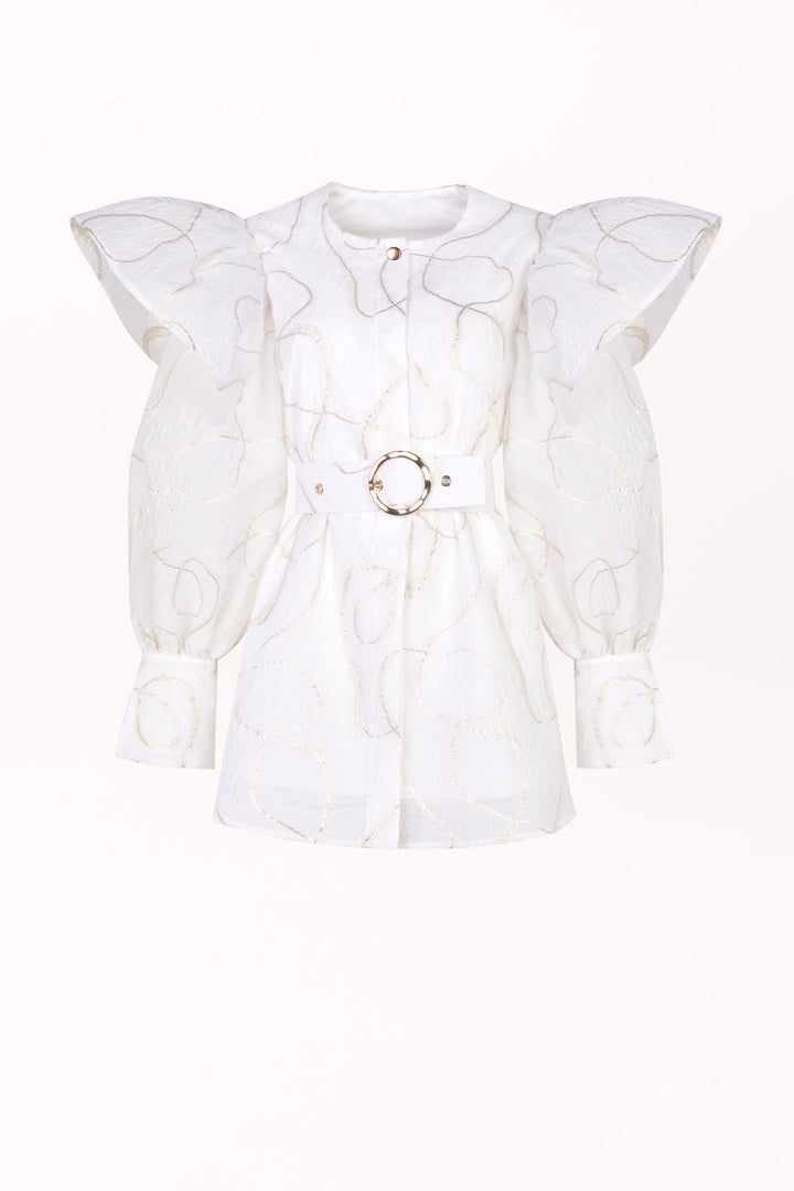 LONG BLOUSE WITH LONG SLEEVES AND A WAIST BELT