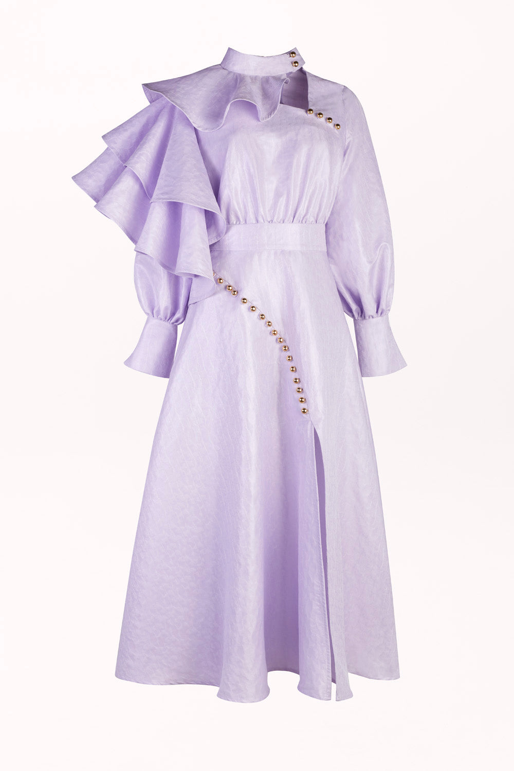 DRESS WITH DECORATIVE BUTTONS AND A SLIT