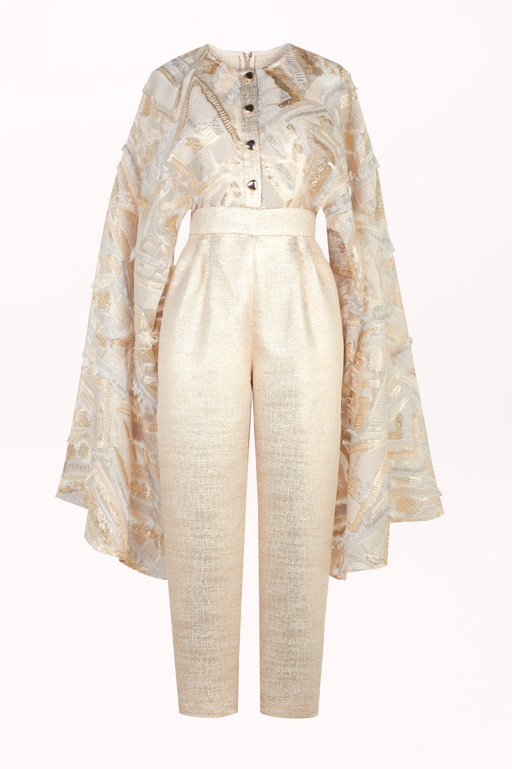 JUMPSUIT WITH CAPE-STYLE SLEEVES