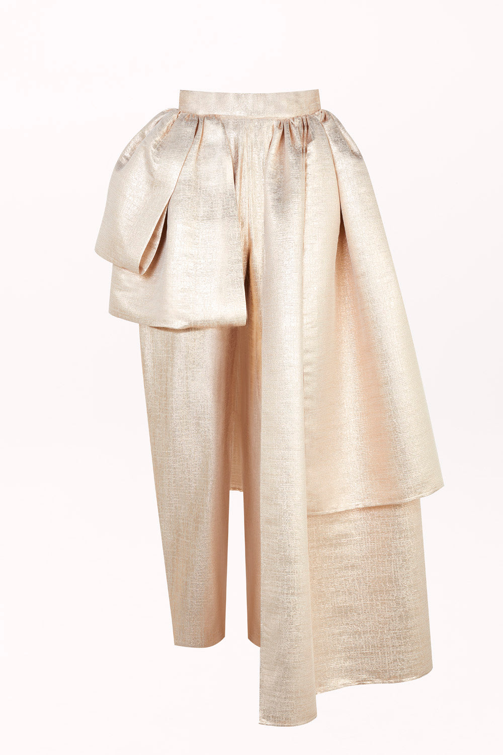 HIGH-WAISTED TROUSERS WITH A DECORATIVE SIDE RUFFLE