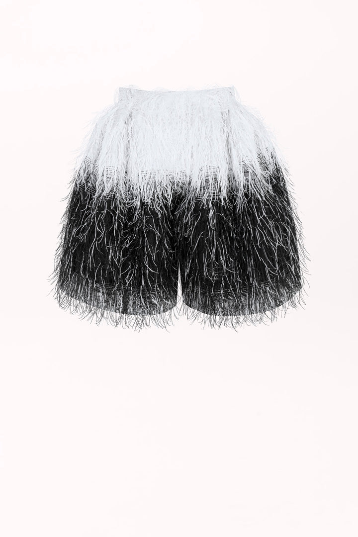 WIDE-LEG SHORTS WITH FEATHER-TEXTURED FABRIC