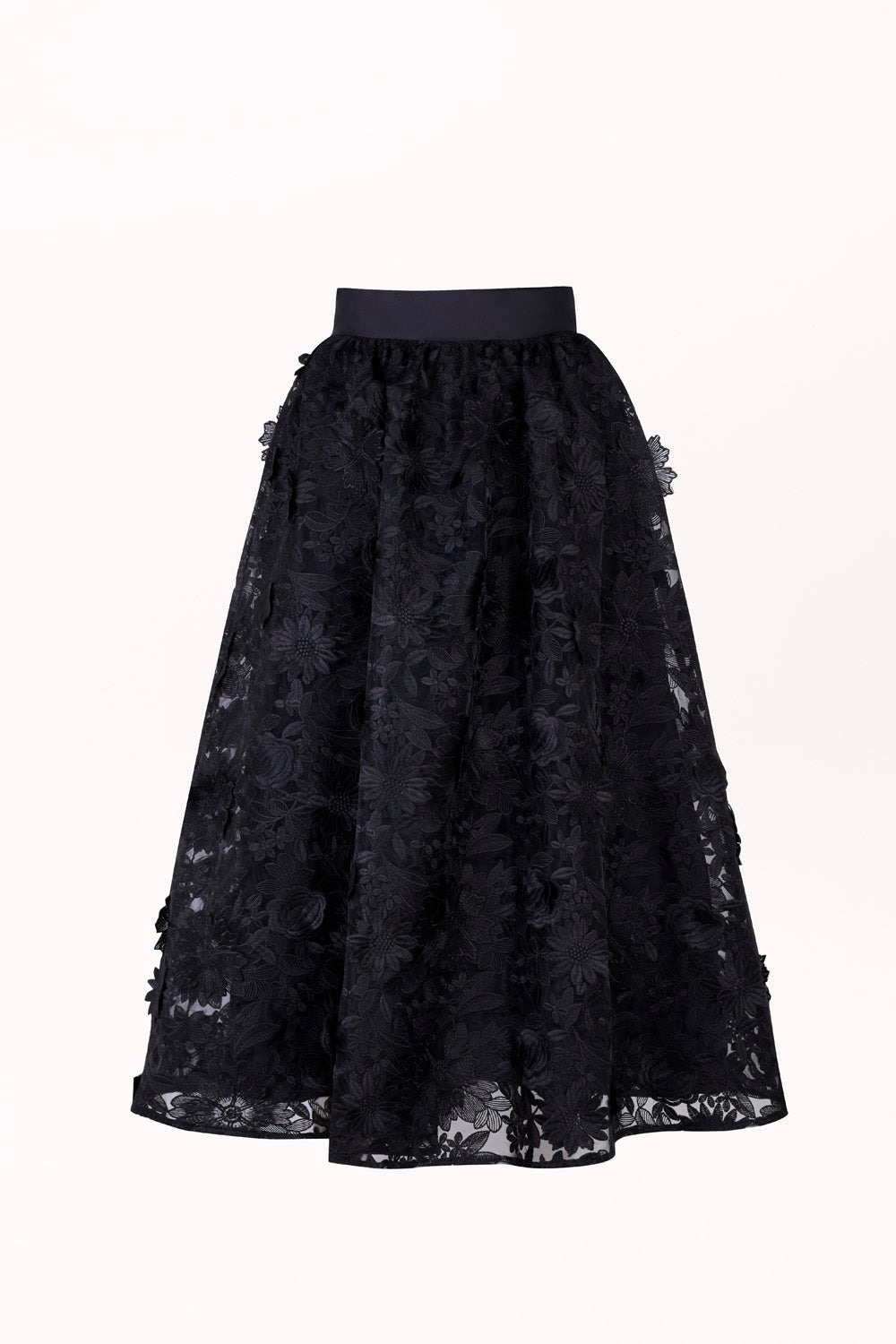 SKIRT WITH 3D FLORAL EMBROIDERY
