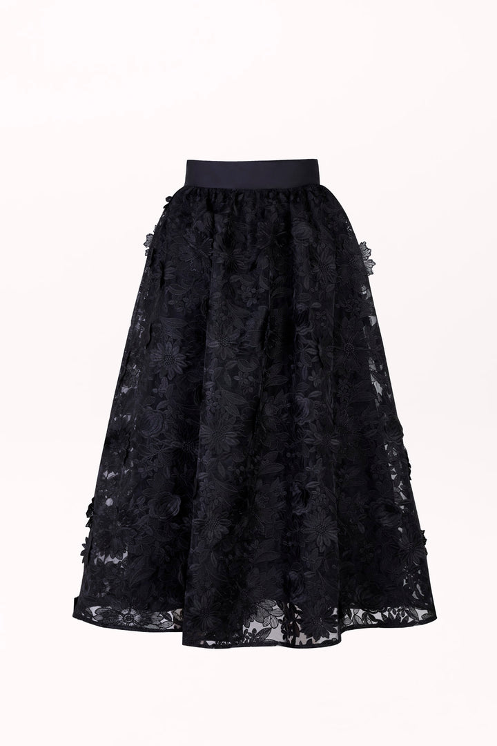 SKIRT WITH 3D FLORAL EMBROIDERY