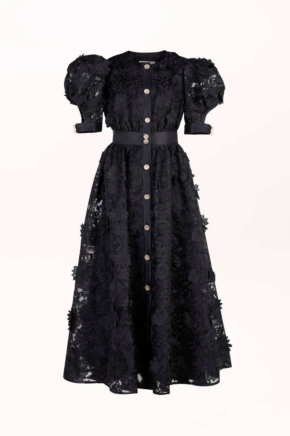 DRESS WITH 3D FLORAL EMBROIDERY