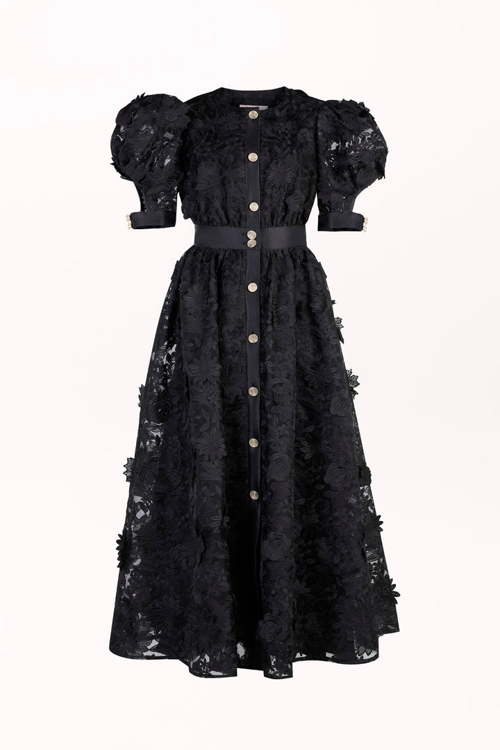 DRESS WITH 3D FLORAL EMBROIDERY