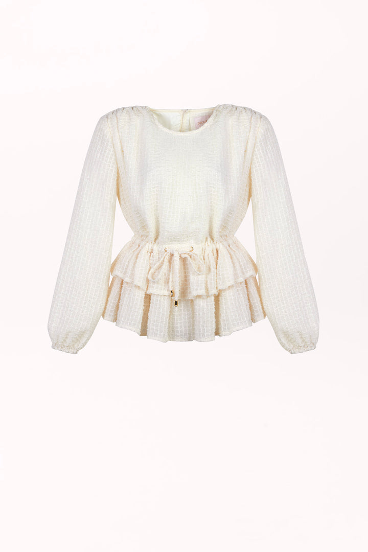BLOUSE WITH PEPLUM AND ADJUSTABLE WAIST