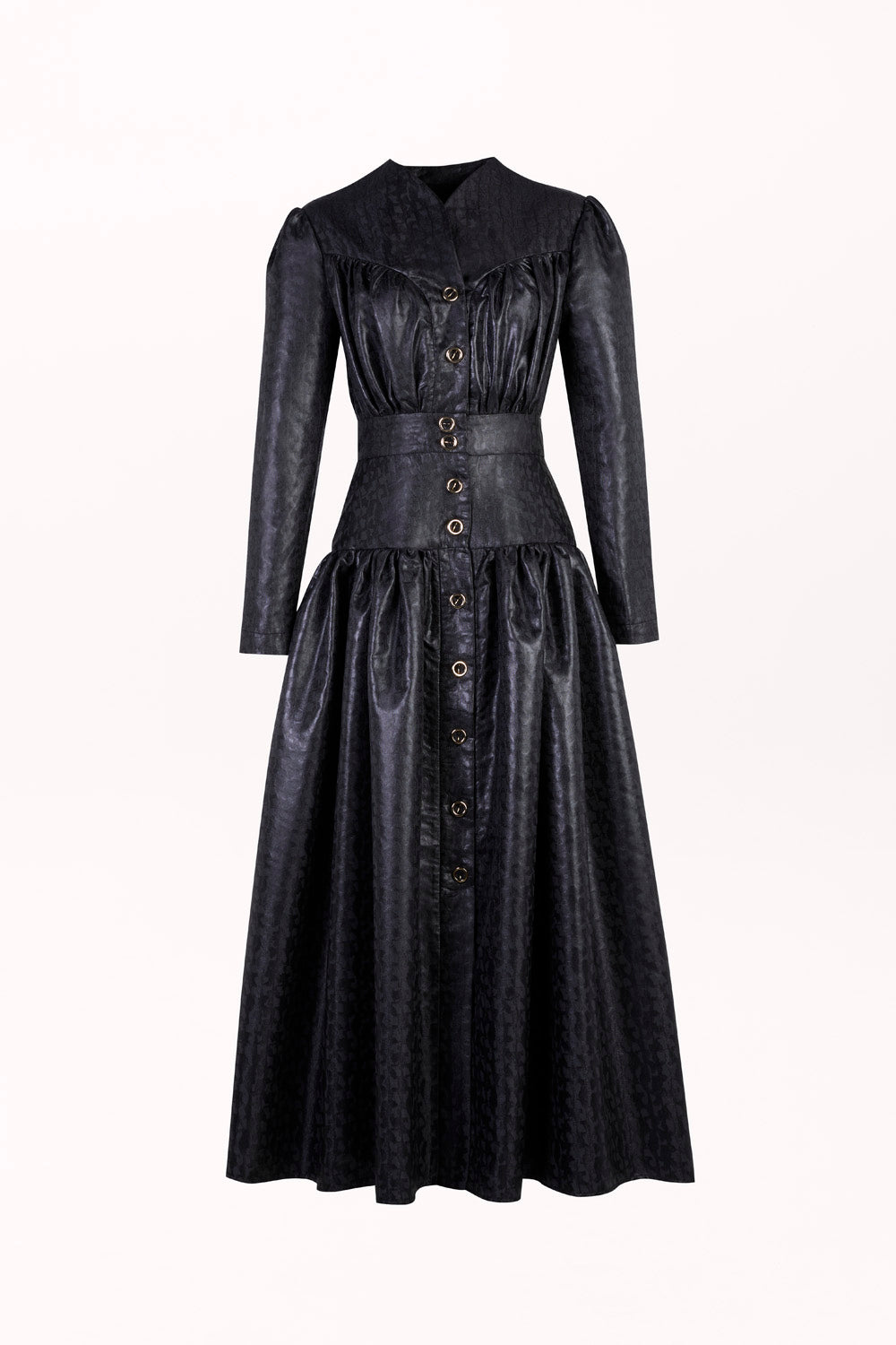 BUTTON-FRONT DRESS WITH LONG SLEEVES