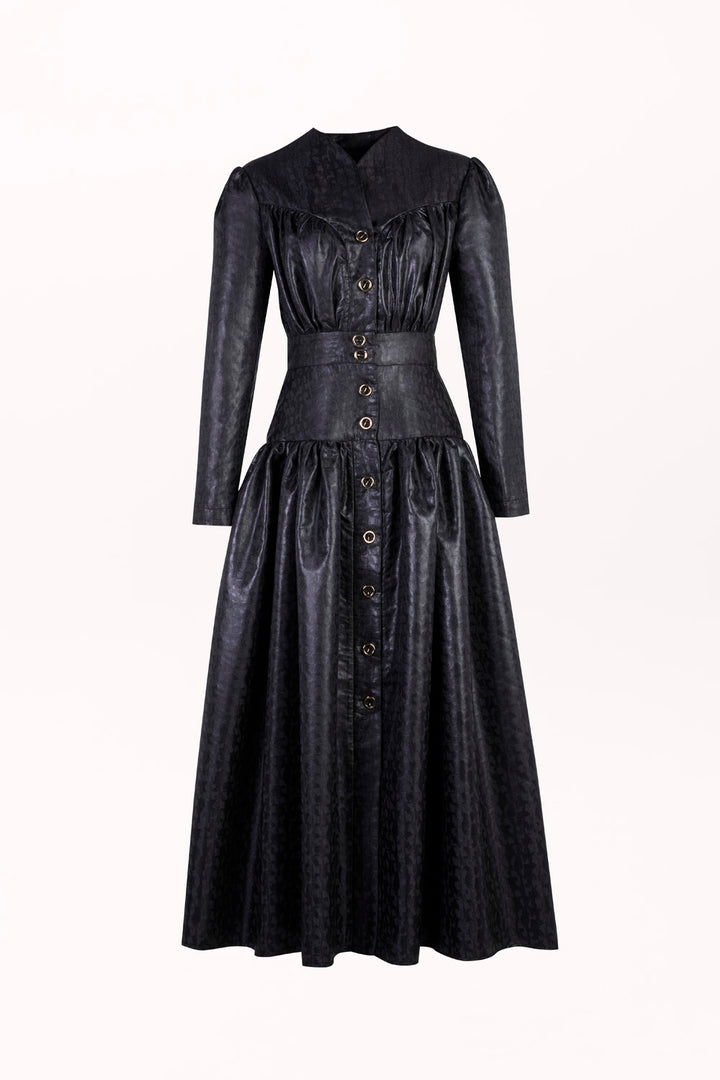 BUTTON-FRONT DRESS WITH LONG SLEEVES