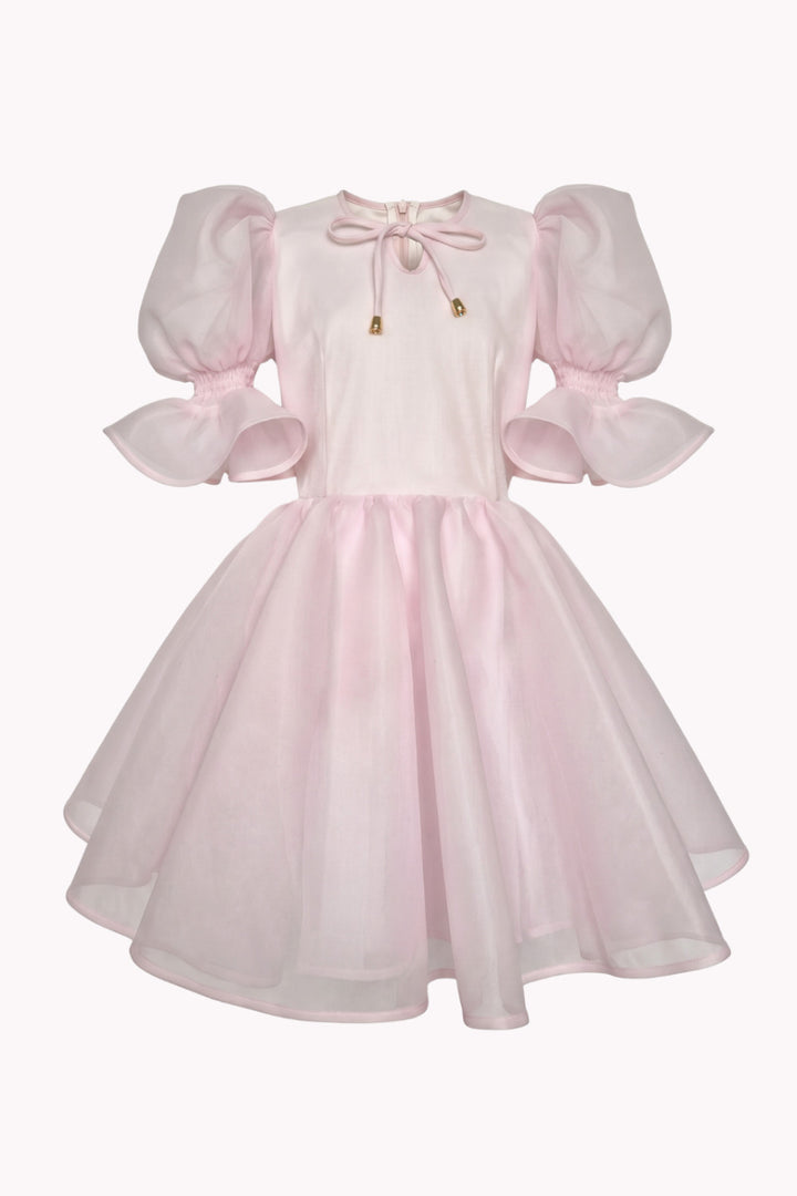 DRESS WITH PUFF SLEEVES