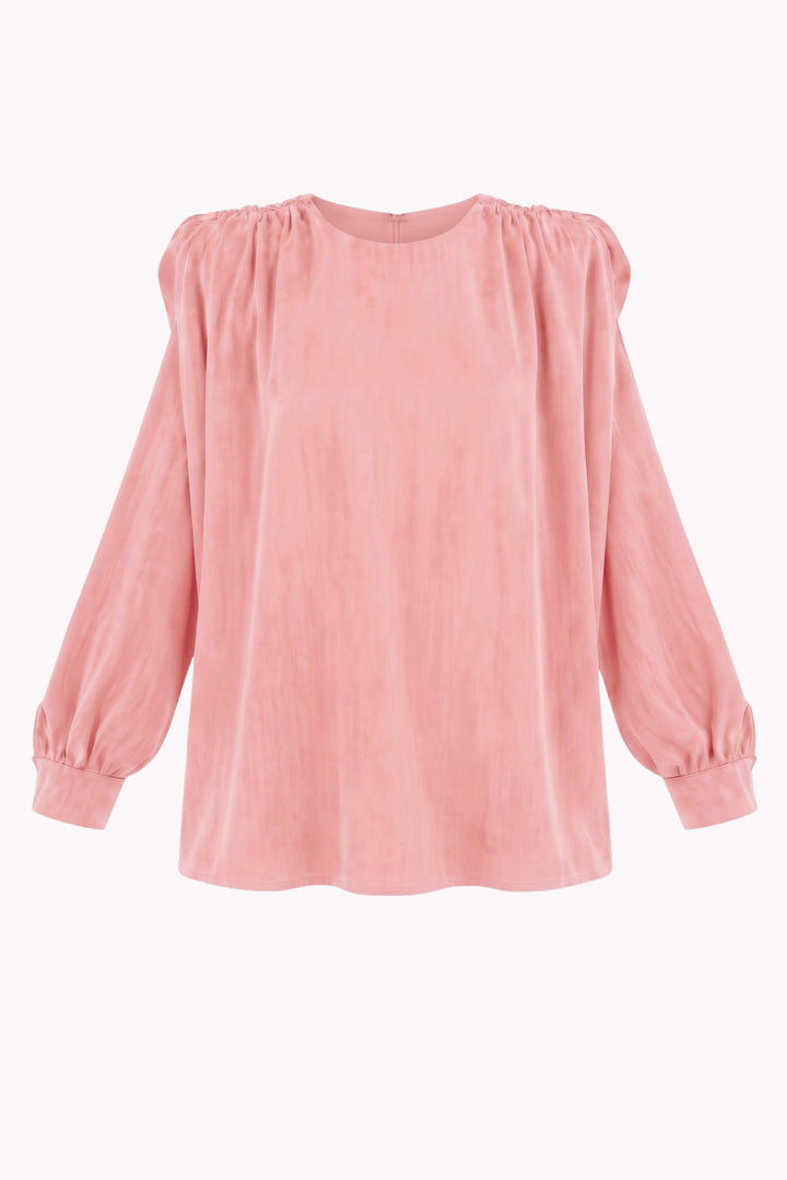 CAMILLA BLOUSE WITH LONG SLEEVES AND SHOULDER DRAPING