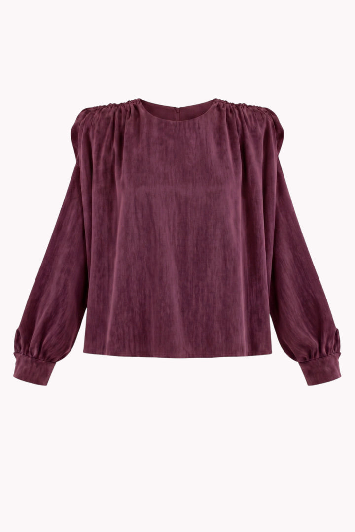 ESTELLA BLOUSE WITH PADDED AND RUCHED SHOULDERS