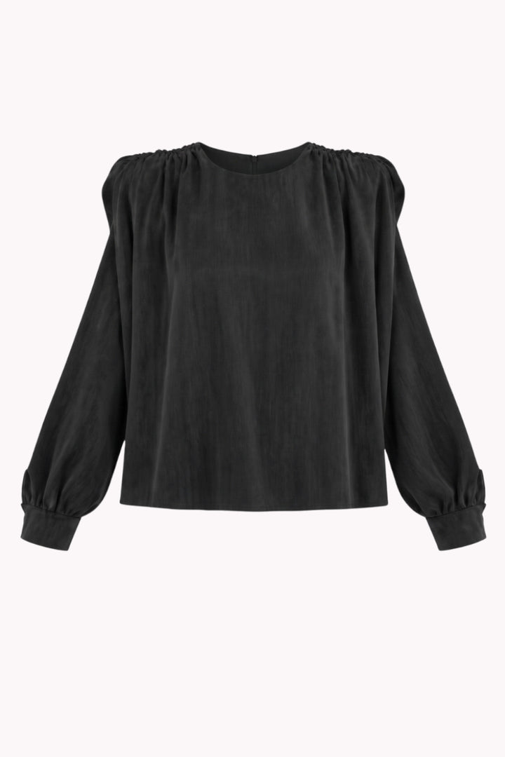 ESTELLA BLOUSE WITH PADDED AND RUCHED SHOULDERS
