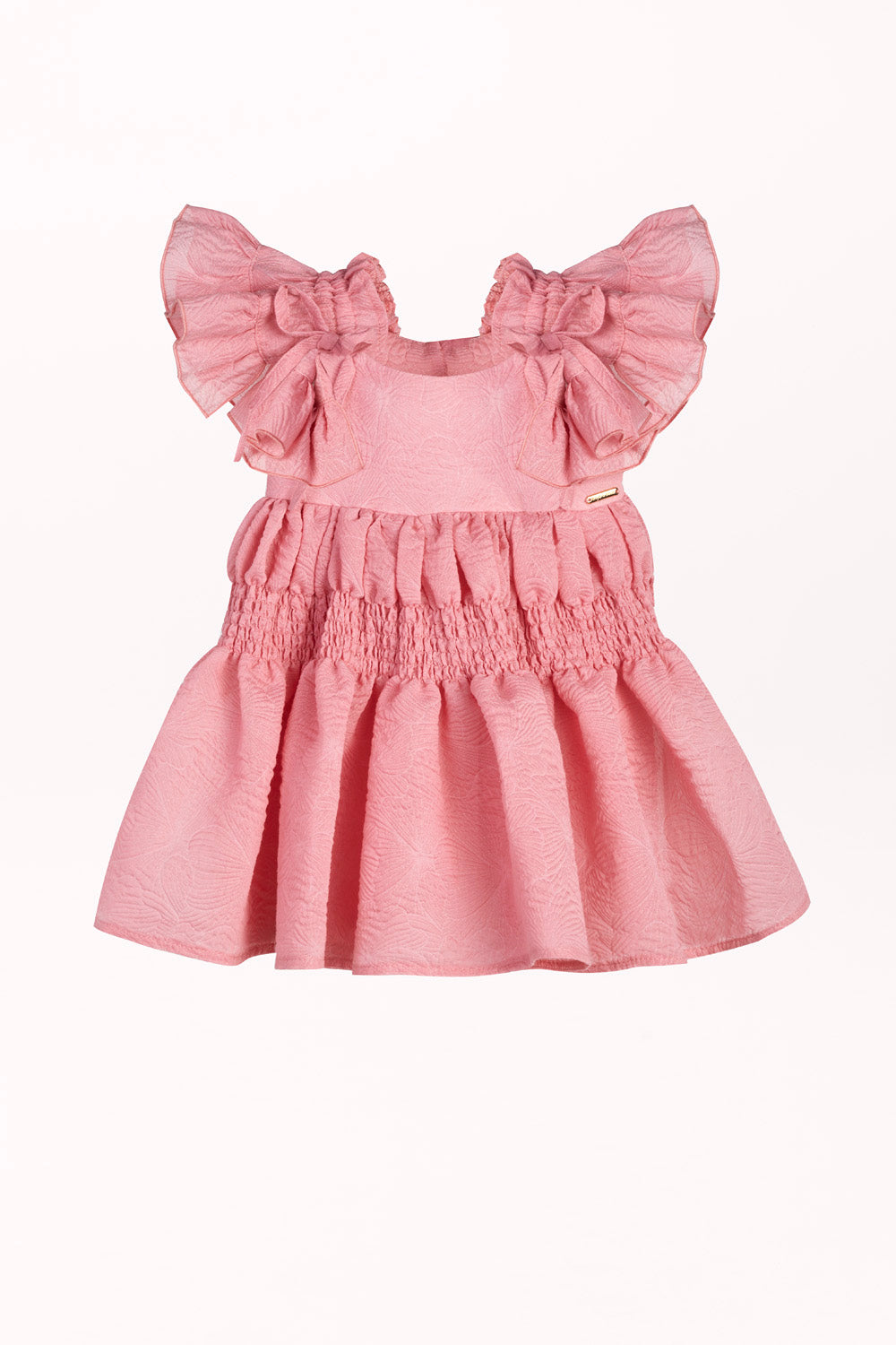 DRESS WITH AN ELASTICATED WAIST AND FLOWY SLEEVES