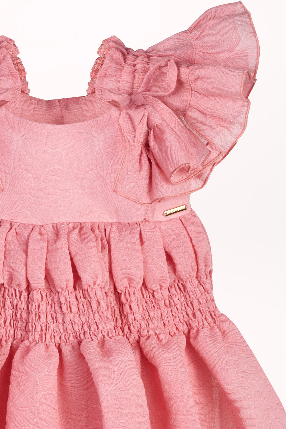 DRESS WITH AN ELASTICATED WAIST AND FLOWY SLEEVES