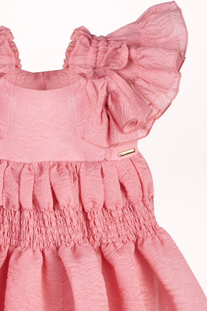 DRESS WITH AN ELASTICATED WAIST AND FLOWY SLEEVES