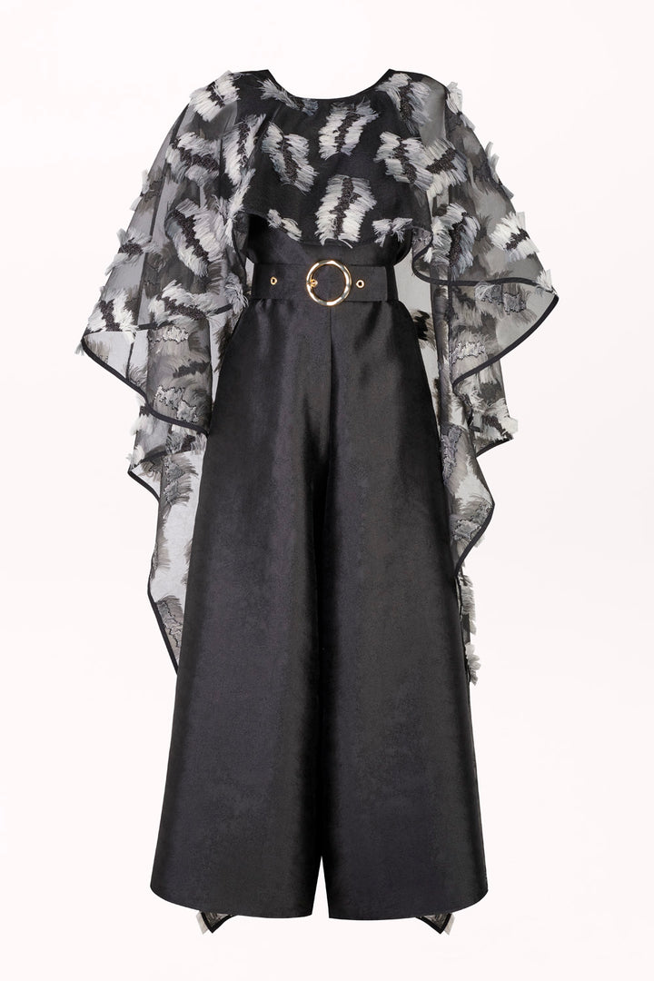 JUMPSUIT WITH WIDE LEGS AND CAPE