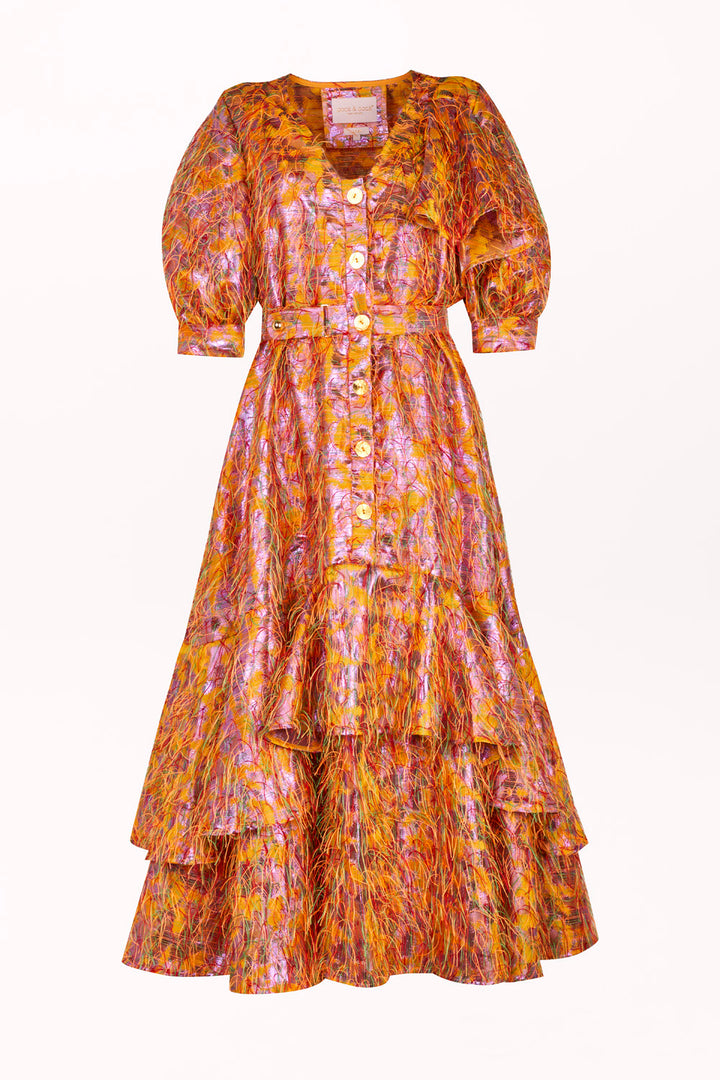 SHORT-SLEEVE DRESS WITH RUFFLES