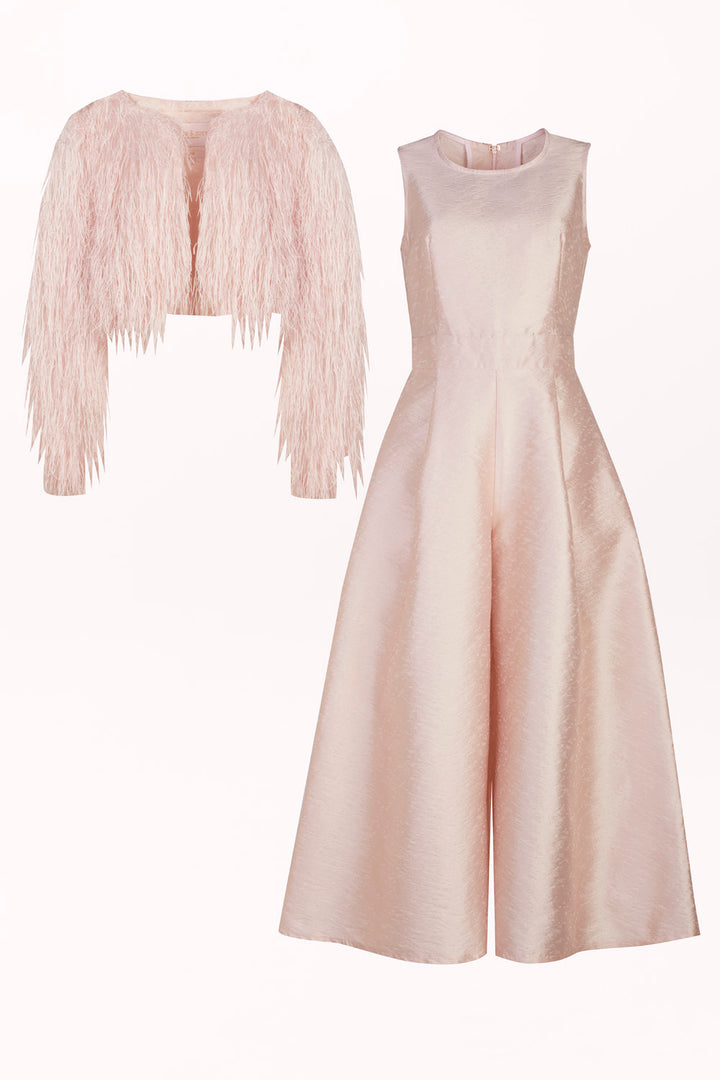 JUMPSUIT WITH OVERLAY AND WIDE LEGS