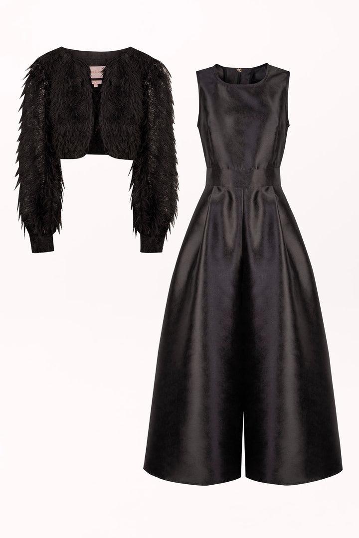 JUMPSUIT WITH OVERLAY AND WIDE LEGS