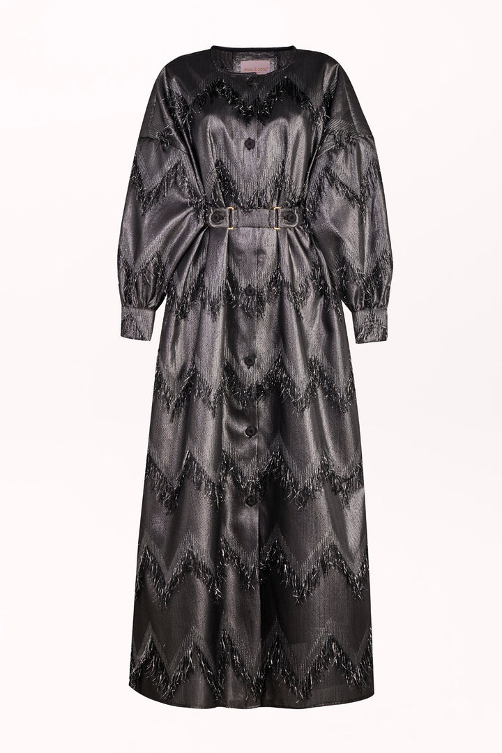 BUTTON-FRONT DRESS WITH LONG SLEEVES