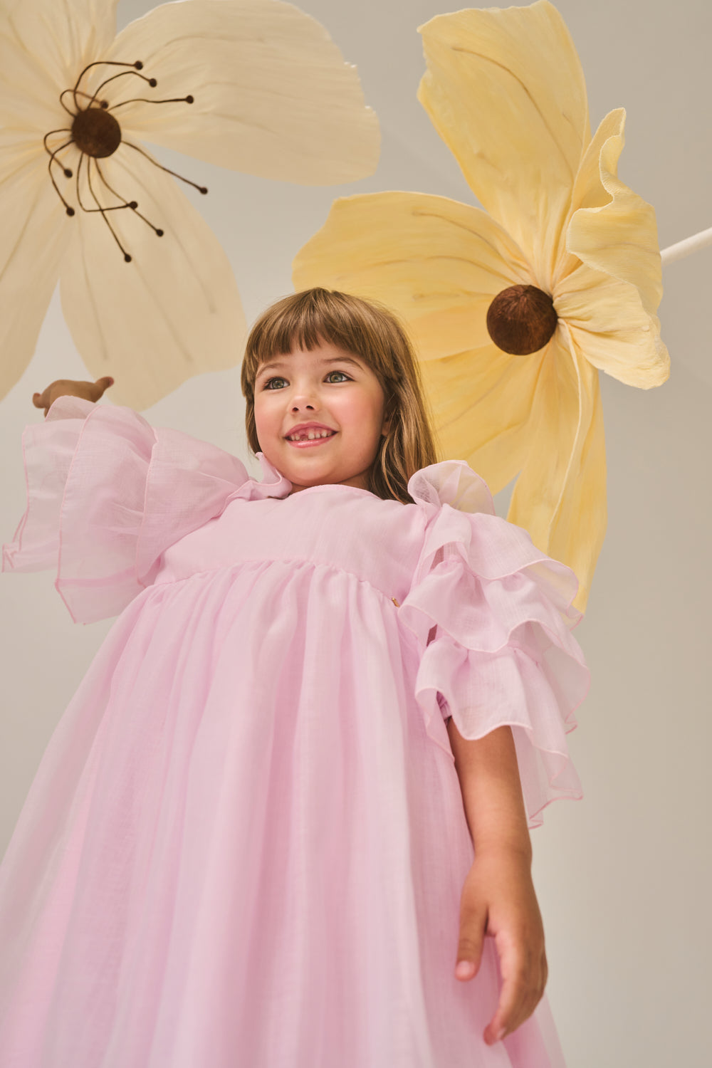 DRESS WITH RUFFLED SLEEVES