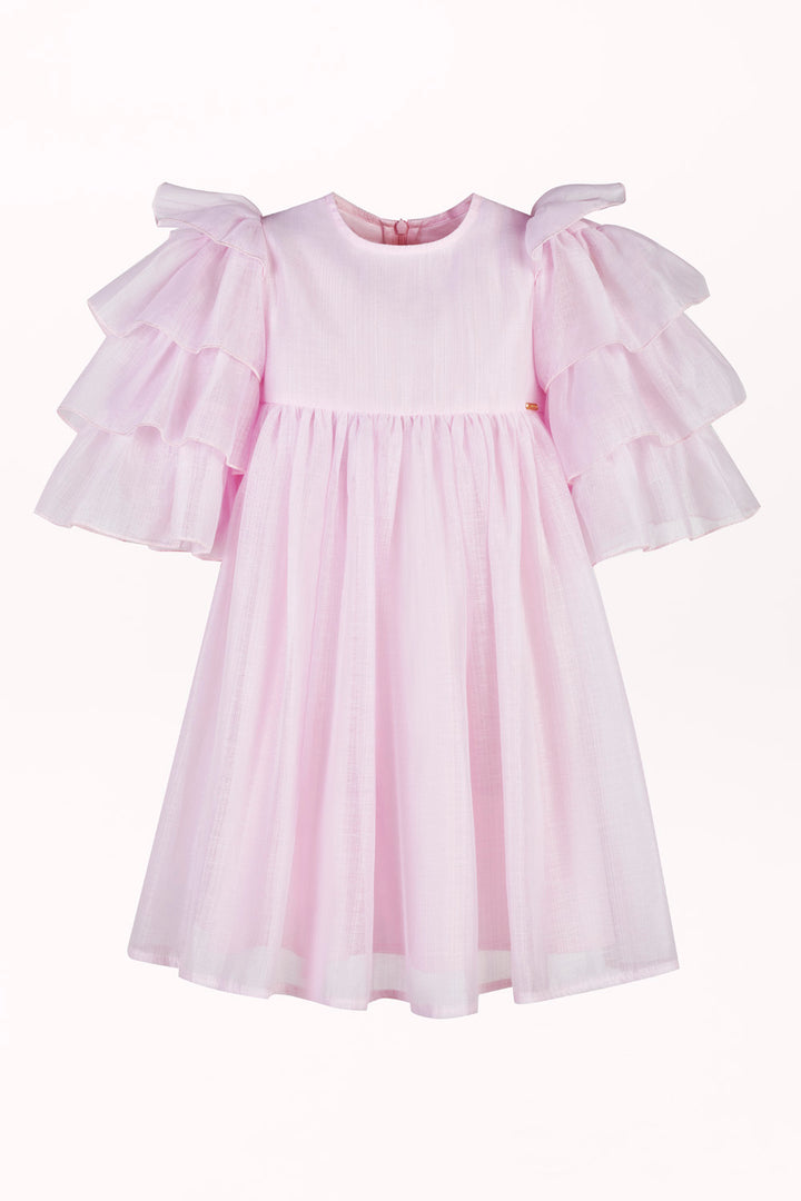 DRESS WITH RUFFLED SLEEVES