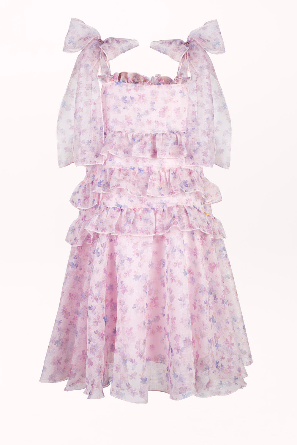 FLORAL DRESS WITH BOW-TIE SHOULDER STRAPS