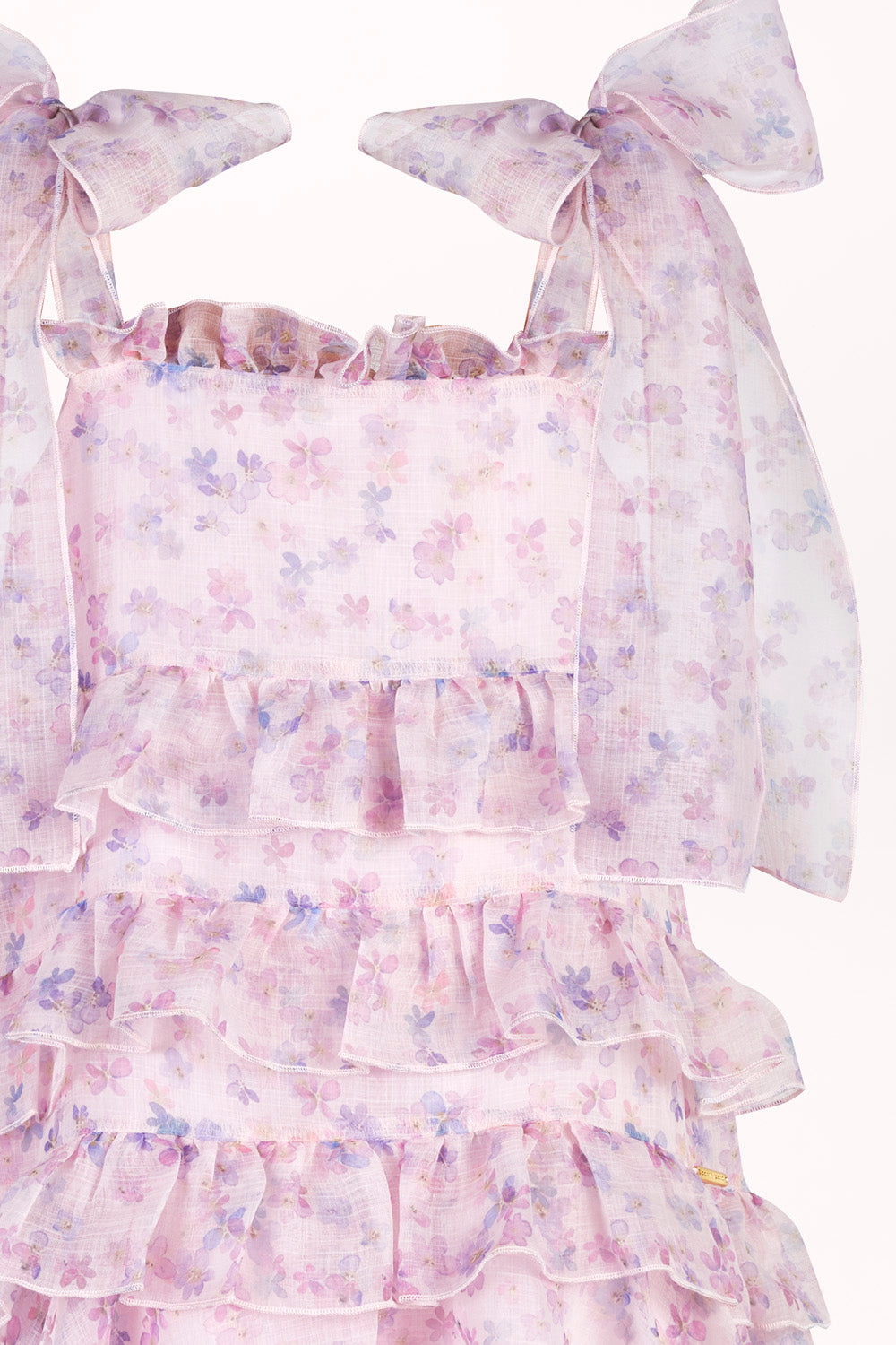 FLORAL DRESS WITH BOW-TIE SHOULDER STRAPS