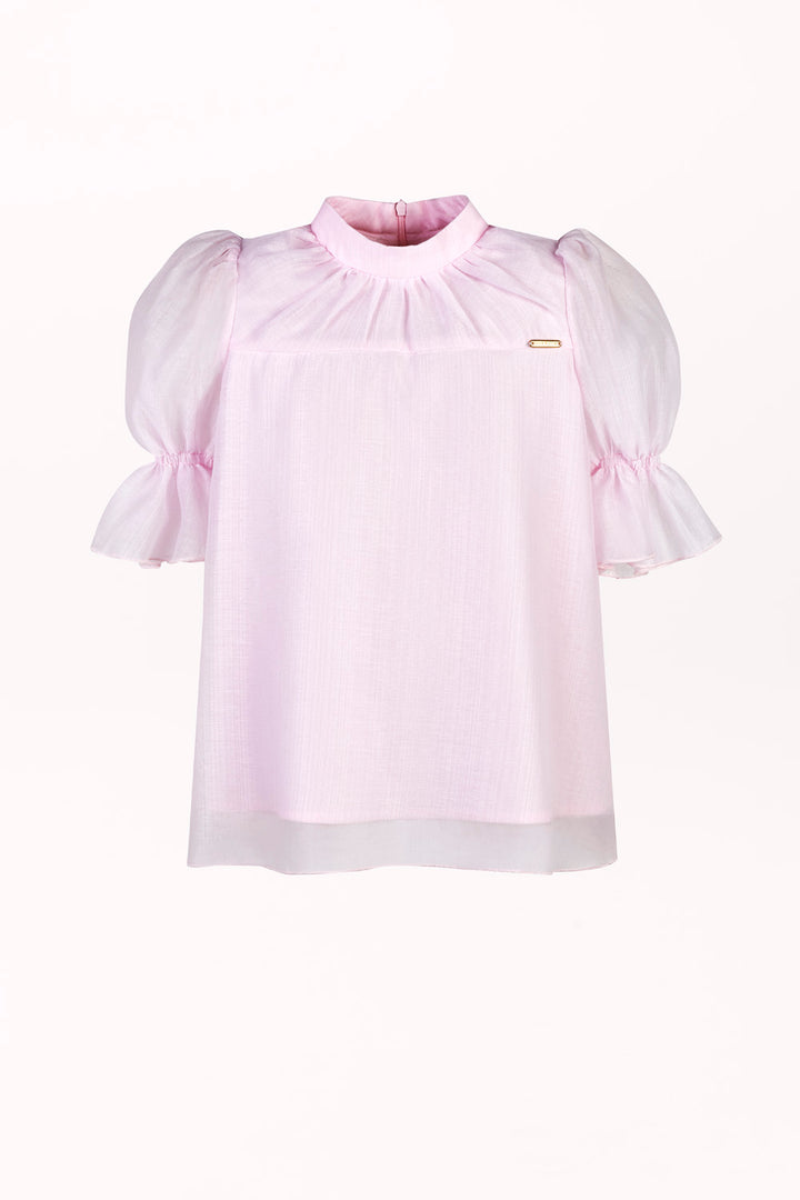 SHORT-SLEEVE BLOUSE WITH RUFFLES