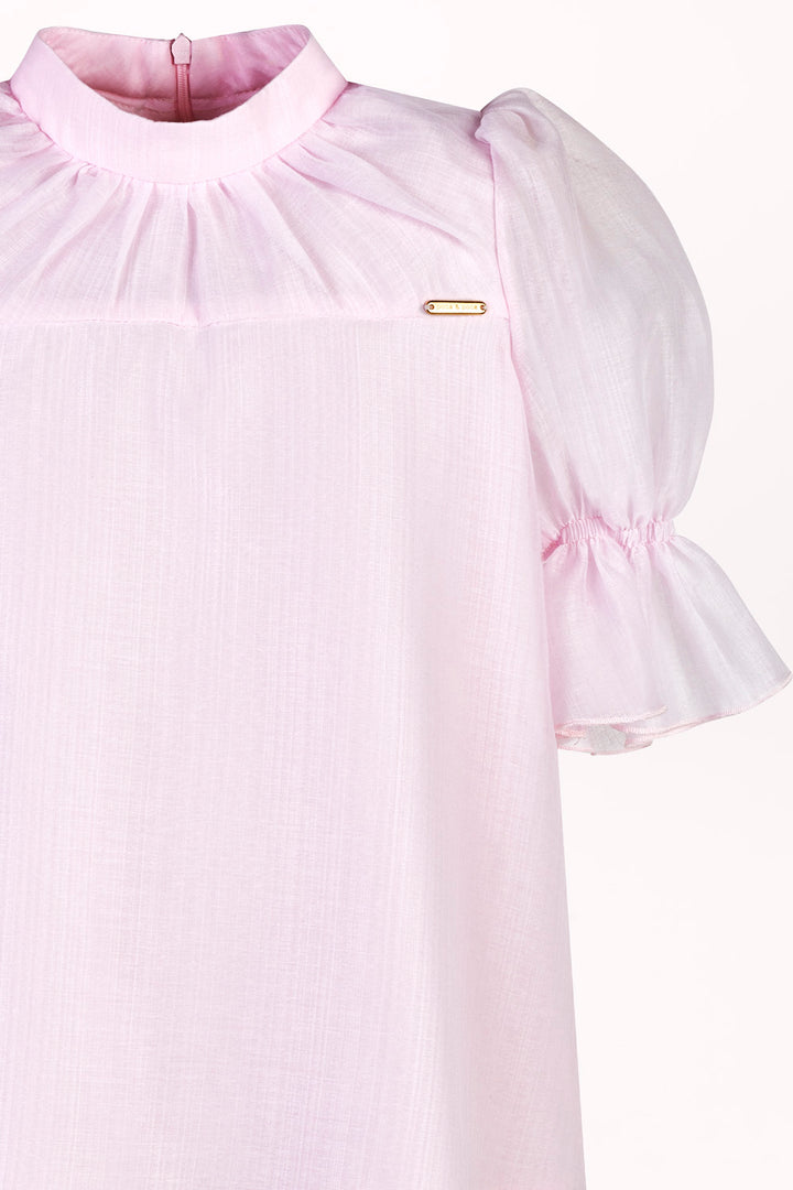 SHORT-SLEEVE BLOUSE WITH RUFFLES