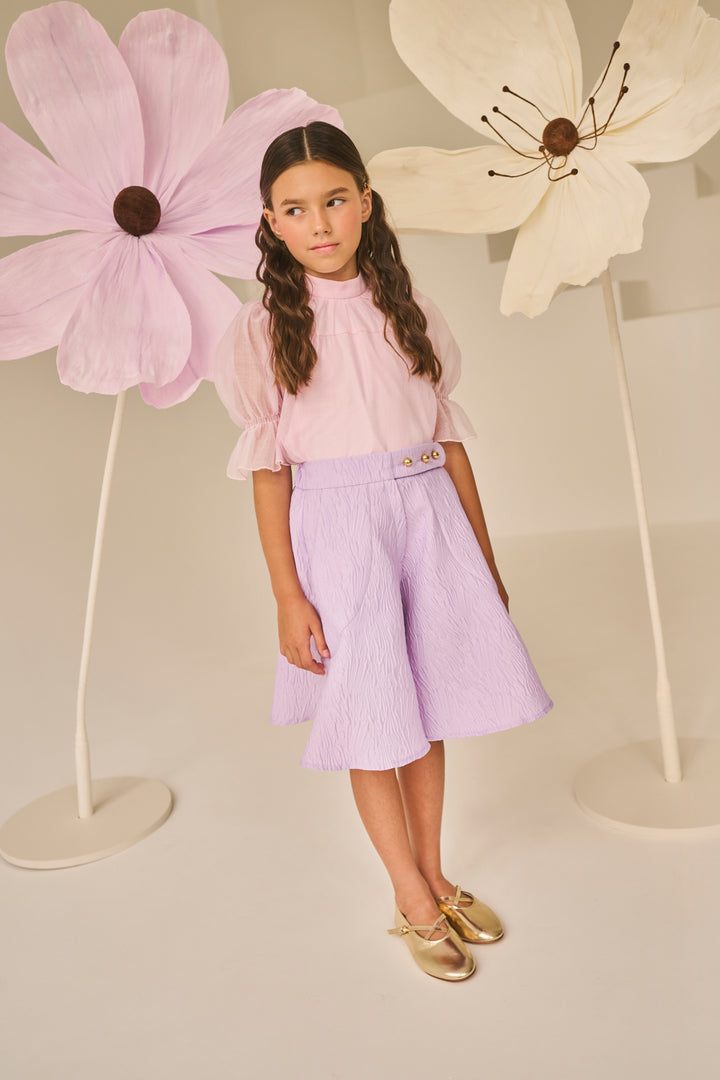 SHORT-SLEEVE BLOUSE WITH RUFFLES
