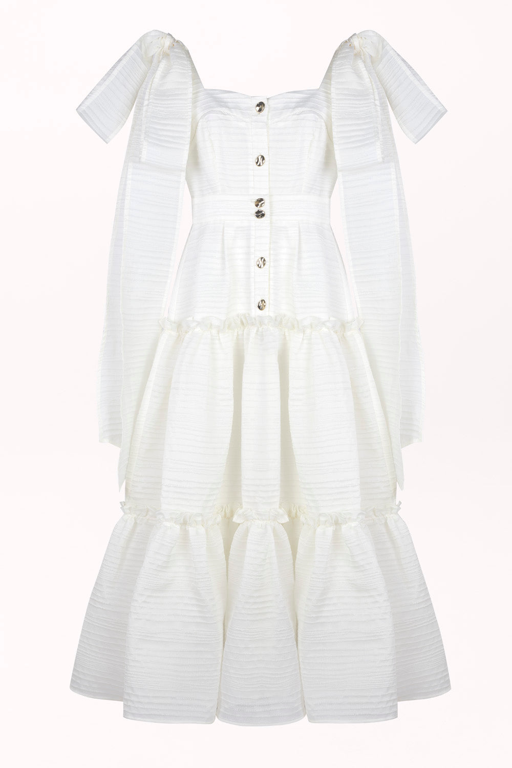 DRESS WITH OVERSIZED SHOULDER BOWS