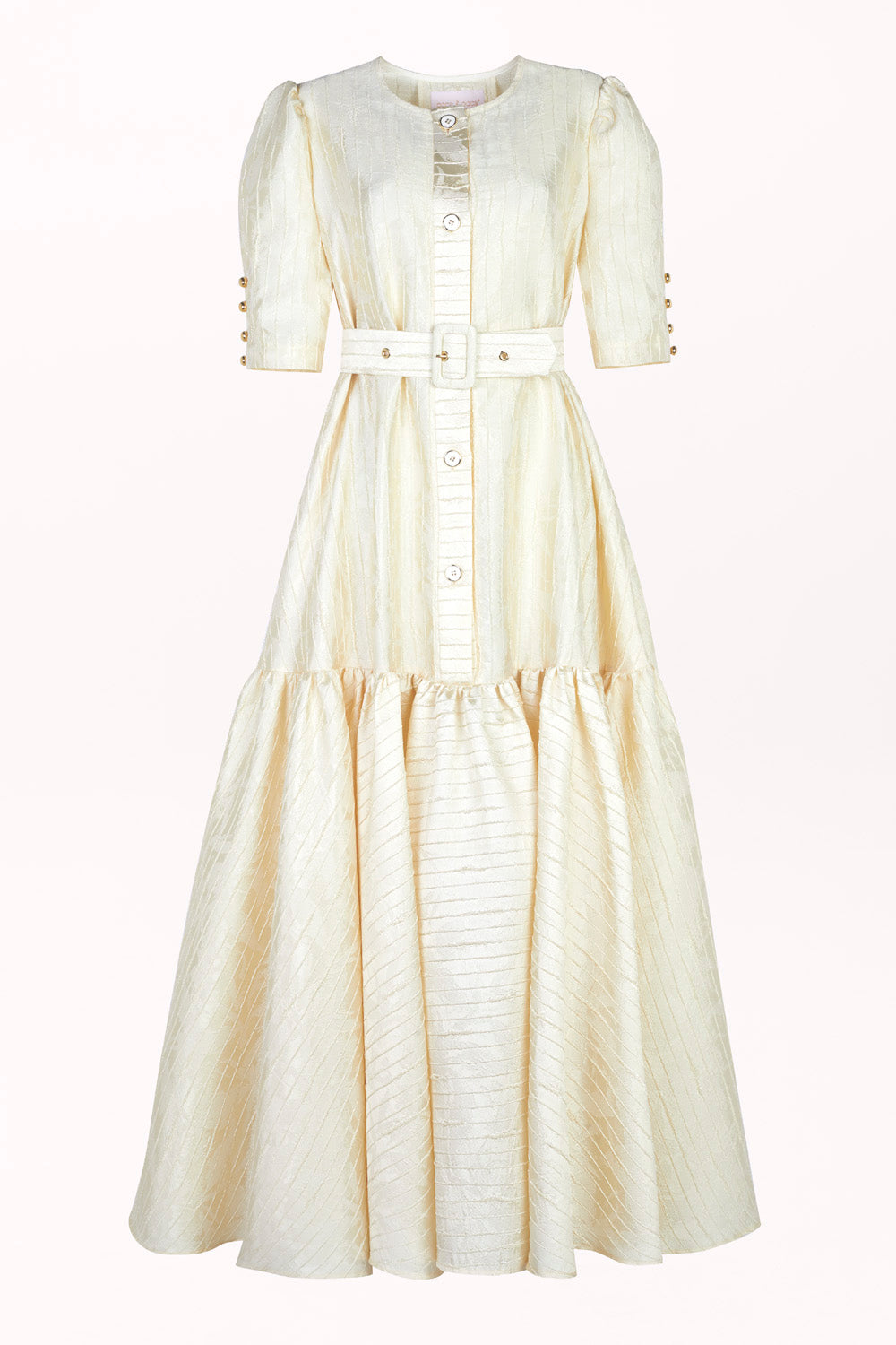 BUTTON-FRONT DRESS WITH SHORT SLEEVES