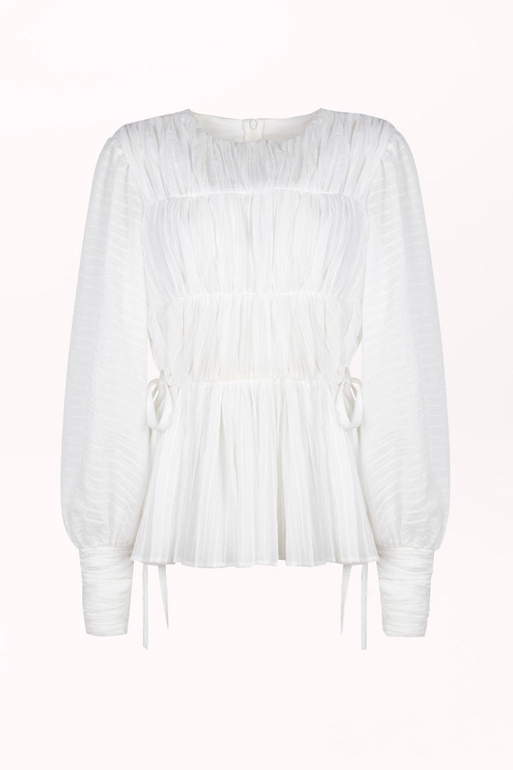 CRINKLED BLOUSE WITH SIDE TIES