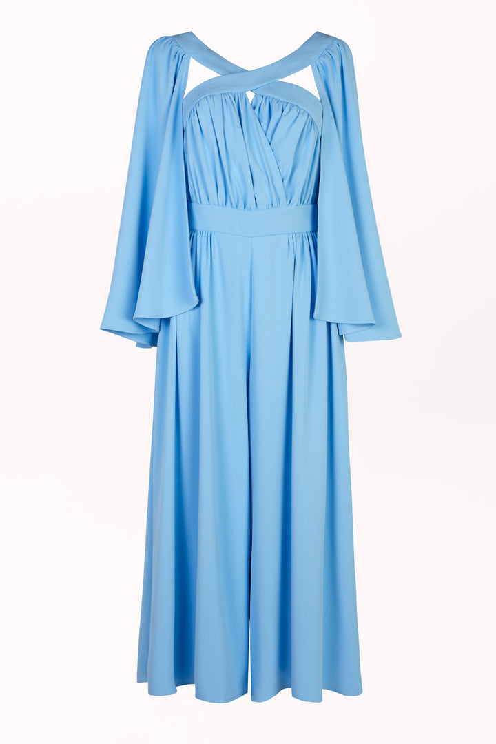 WIDE-LEG JUMPSUIT WITH CROSS NECK