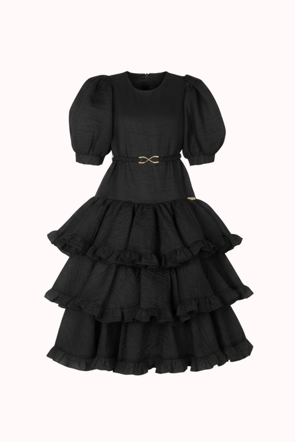 DRESS WITH FRILLS AND SHORT PUFFY SLEEVES