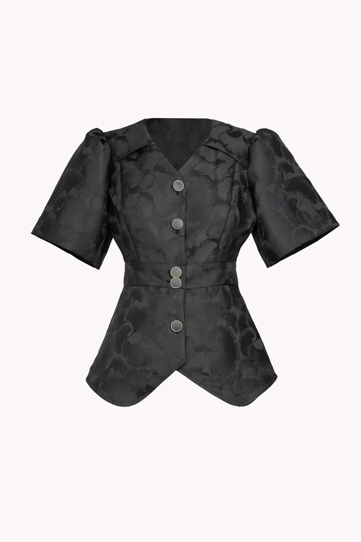 JACKET-CUT BLOUSE WITH SHORT SLEEVES