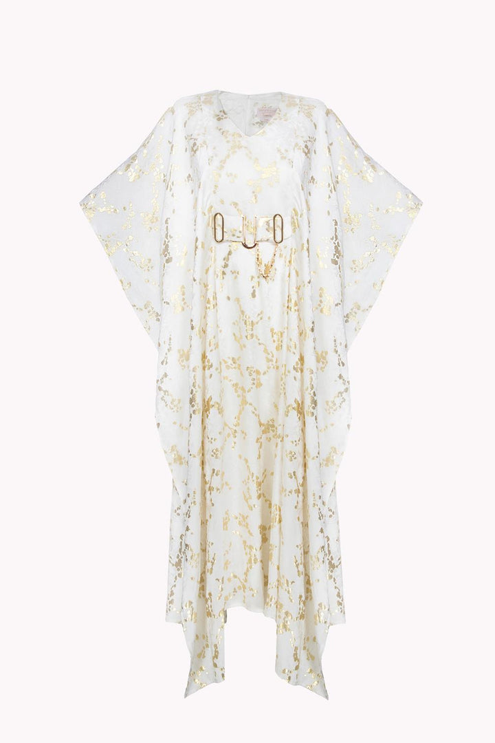 DRESS WITH METALLIC THREAD